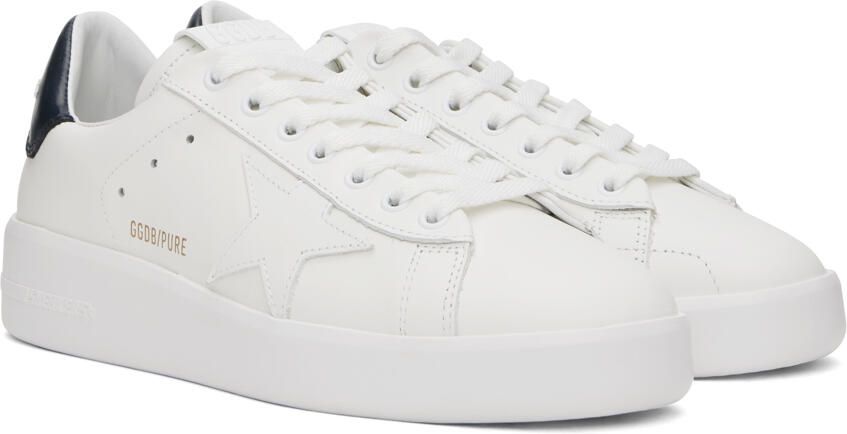 Golden Goose White & Navy Purestar Sneakers - Picture 2