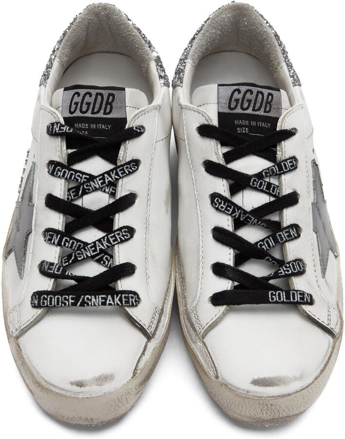 Golden Goose White & Silver Super-Star Classic Sneakers