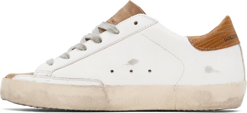 Golden Goose White & Tan Super-Star Sneakers - Picture 3