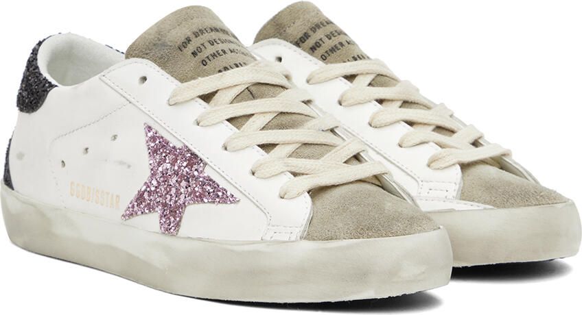 Golden Goose White & Taupe Super-Star Sneakers - Picture 2