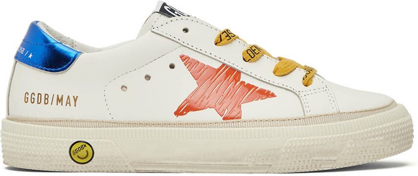 Golden Goose Kids White & Orange May Print Star Sneakers