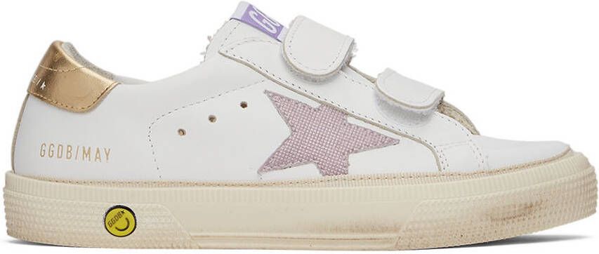 Golden Goose Kids White & Pink Check Star May School Sneakers