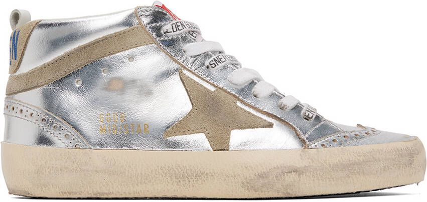 Golden Goose Silver Mid Star Sneakers