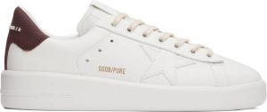 Golden Goose White & Burgundy Purestar Sneakers