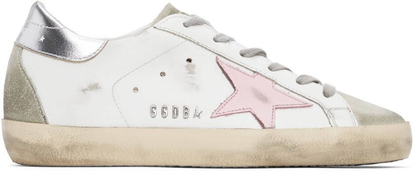 Golden Goose White & Grey Super-Star Classic Sneakers
