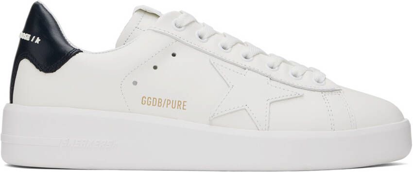 Golden Goose White & Navy Purestar Sneakers