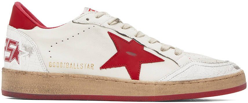 Golden Goose White & Red Ball Star Sneakers