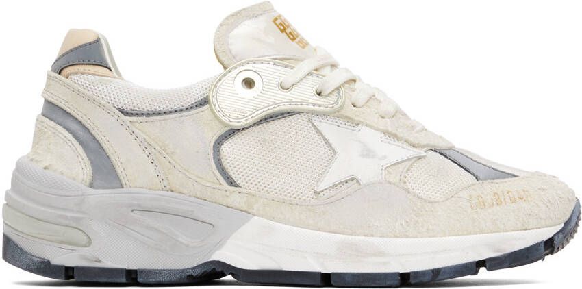 Golden Goose White & Silver Dad-Star Sneakers