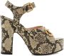 Gucci Beige & Brown Python Horsebit Heeled Sandals - Thumbnail 1