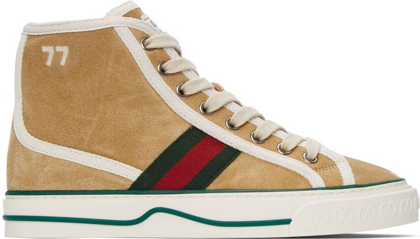 Gucci Beige Suede ' Tennis 1977' High-Top Sneakers