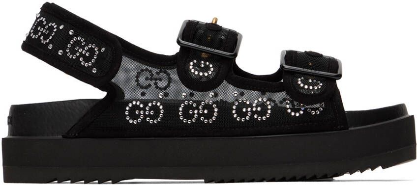 Gucci Black Crystal GG Sandals