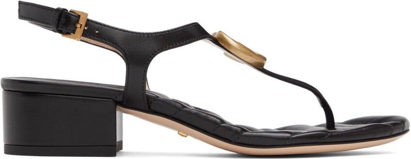 Gucci Black Double G Marmont Flat Sandals