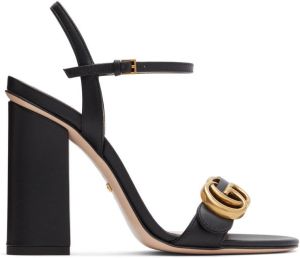 Gucci Black Leather Heeled Sandals