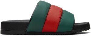 Gucci Black Padded Web Slide Sandals