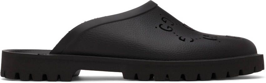 Gucci Black Rubber GG Slip-On Loafers