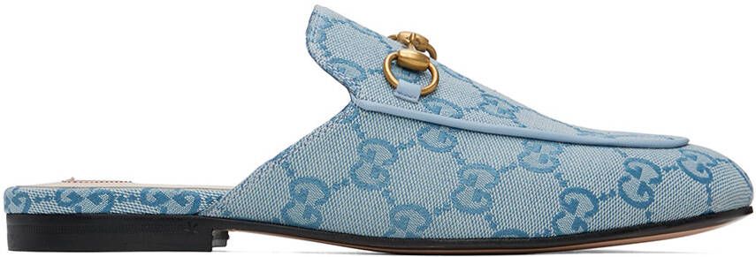 Gucci Blue Princetown GG Slippers