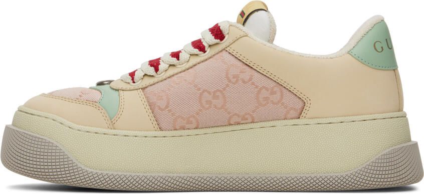 Gucci Beige & Pink Screener Sneakers - Picture 3