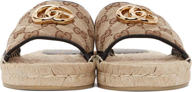 Gucci Beige Canvas GG Espadrille Sandals - Picture 3