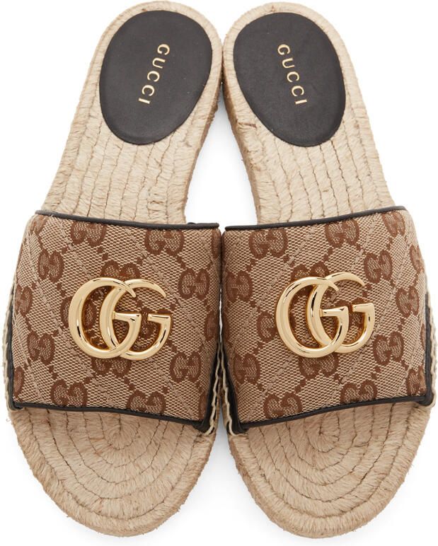 Gucci Beige Canvas GG Espadrille Sandals