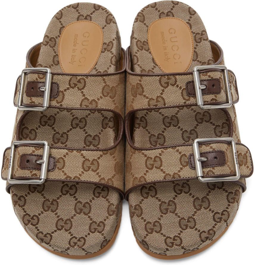Gucci Beige Canvas GG Sandals
