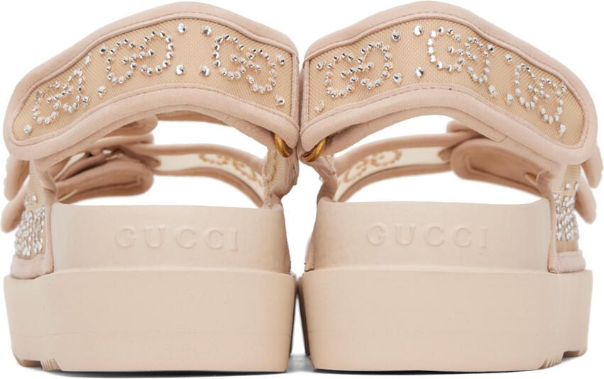 Gucci Beige Crystal GG Sandals