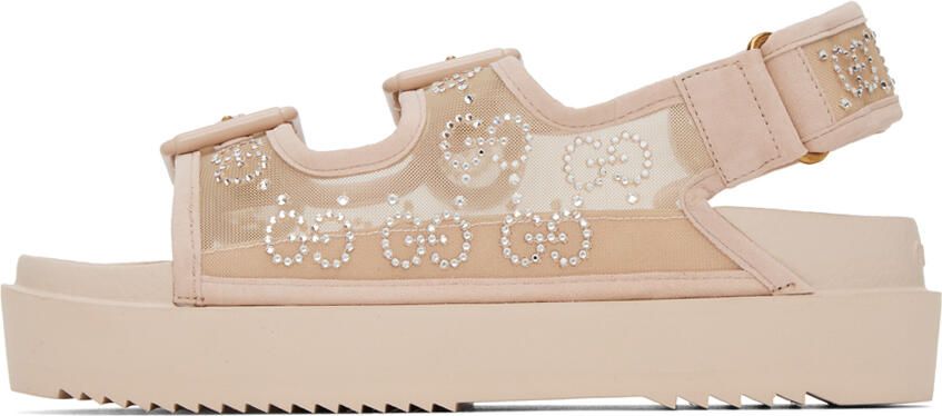 Gucci Beige Crystal GG Sandals - Picture 3