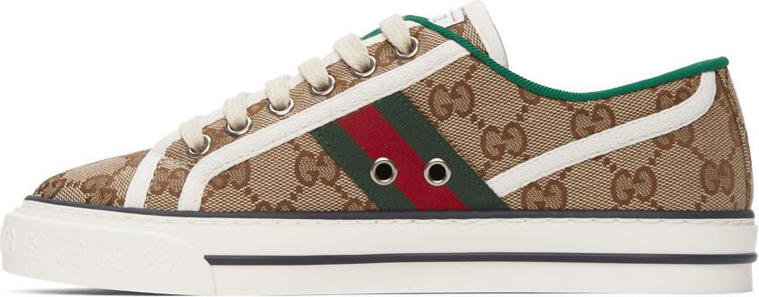 Gucci Beige GG Supreme ' Tennis 1977' Sneakers - Picture 2