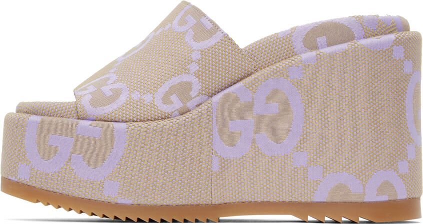 Gucci Beige Jumbo GG Platform Sandals - Picture 3