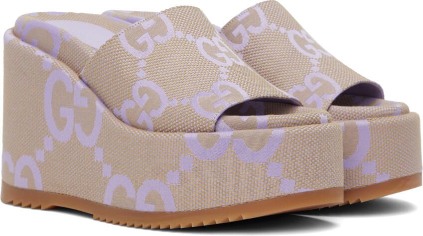 Gucci Beige Jumbo GG Platform Sandals - Picture 2