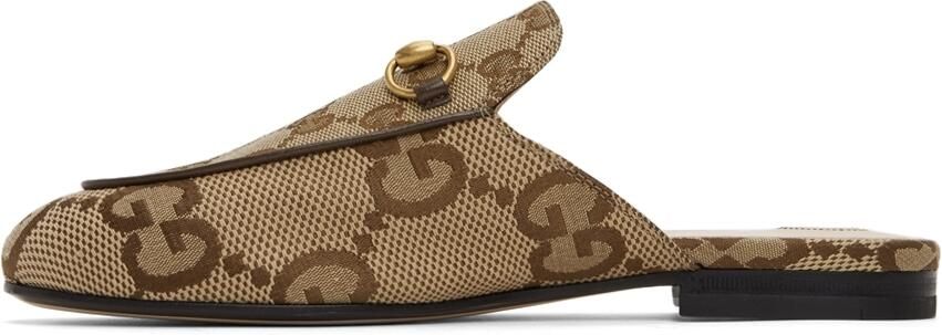 Gucci Beige Jumbo GG Princetown Loafers - Picture 3