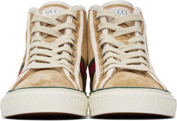Gucci Beige Suede ' Tennis 1977' High-Top Sneakers - Picture 3
