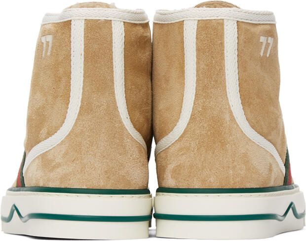 Gucci Beige Suede ' Tennis 1977' High-Top Sneakers - Picture 4