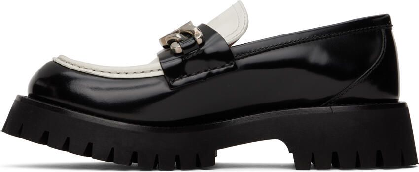 Gucci Black & White Hardware Loafers - Picture 3