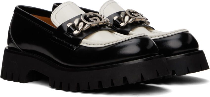 Gucci Black & White Hardware Loafers - Picture 2