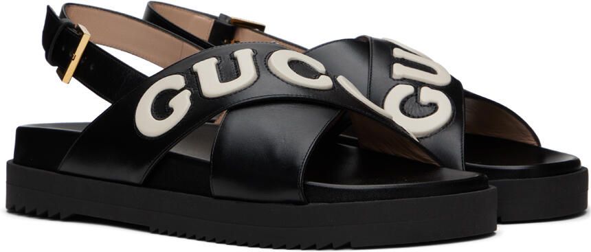Gucci Black & White Slingback Sandals
