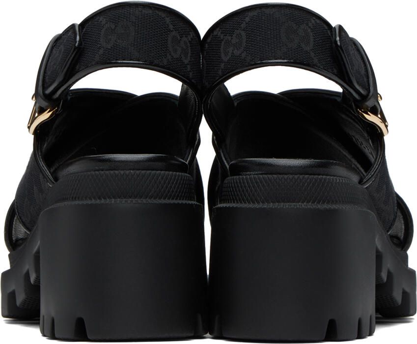 Gucci Black GG Lug Sandals