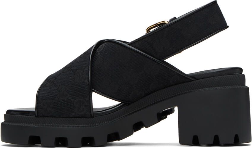 Gucci Black GG Lug Sandals - Picture 3