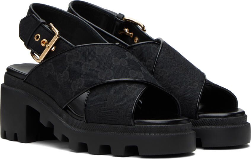 Gucci Black GG Lug Sandals - Picture 2