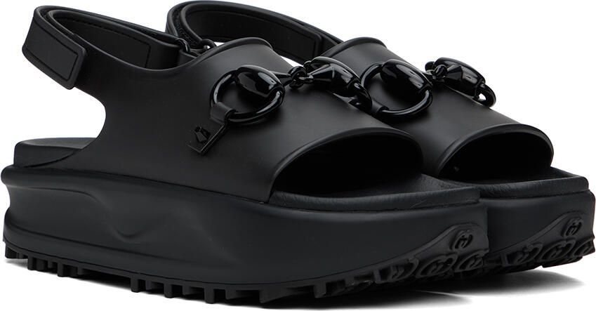 Gucci Black Horsebit Flatform Sandals - Picture 2
