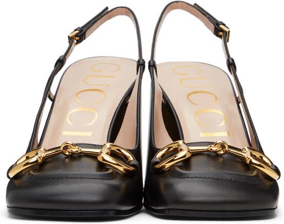 Gucci Black Horsebit Slingback Mid Heels - Picture 3