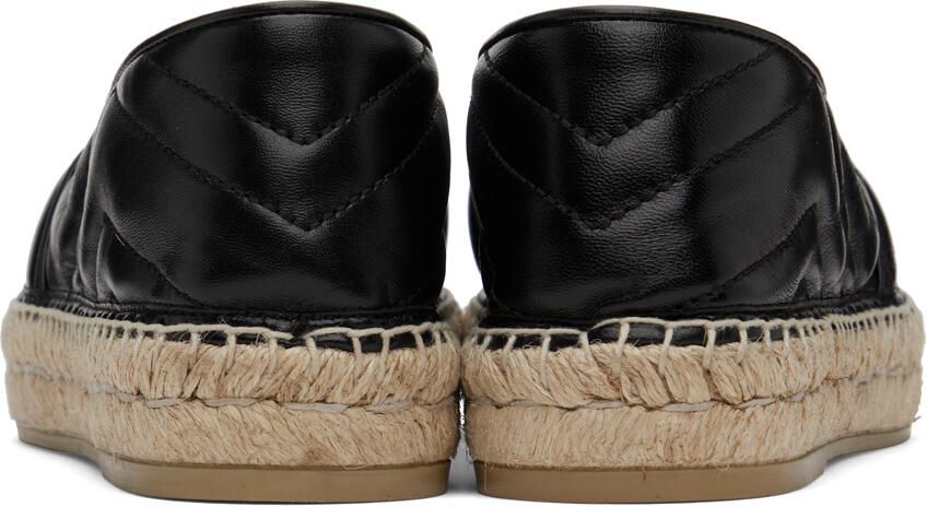 Gucci Black Leather GG Espadrilles