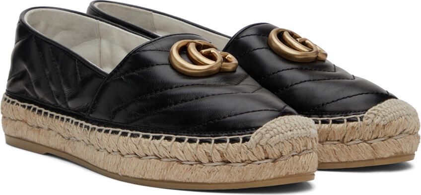 Gucci Black Leather GG Espadrilles - Picture 2