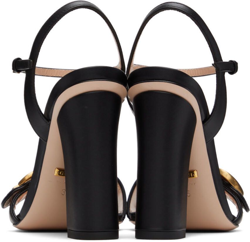Gucci Black Leather Heeled Sandals