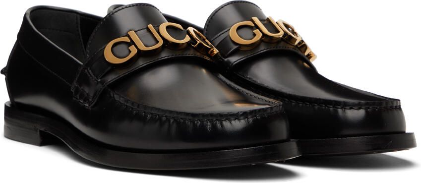 Gucci Black Logo Loafers - Picture 2