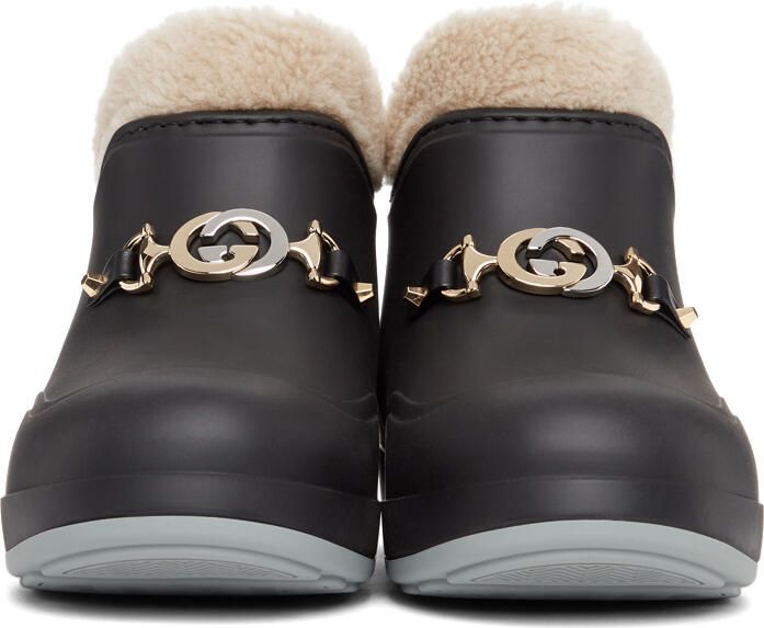Gucci Black Rubber Interlocking G Horsebit Boots - Picture 3
