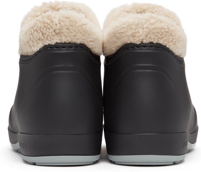 Gucci Black Rubber Interlocking G Horsebit Boots - Picture 4