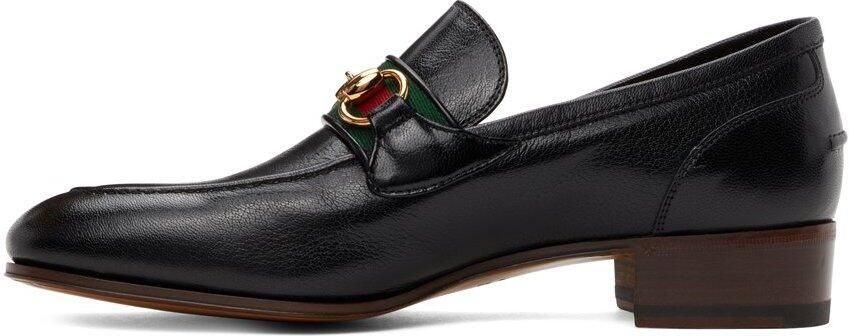 Gucci Black Web Horsebit Loafers - Picture 2