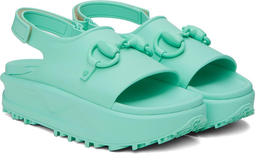 Gucci Blue Horsebit Platform Sandals - Picture 2