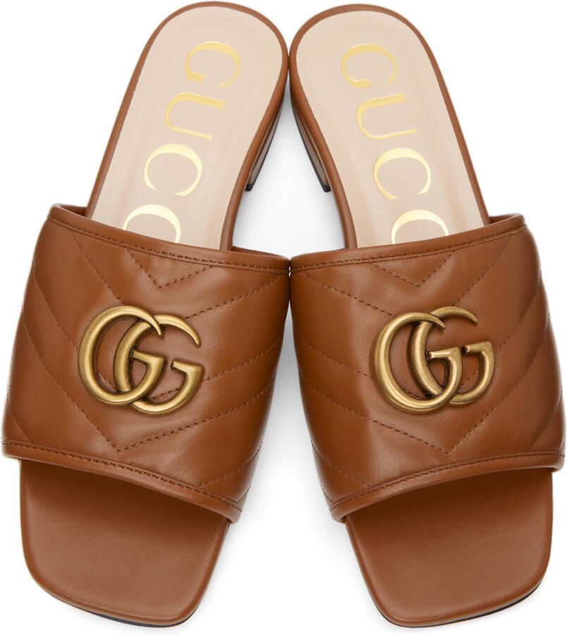 Gucci Brown Matelassé GG Jolie Sandals