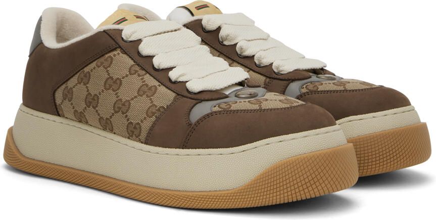 Gucci Brown Screener GG Sneakers - Picture 2